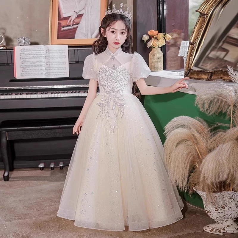 【2枚購入で 3oo円OFF】女の子のドレス2025子供の誕生日プリンセスドレスフラワーガールズホストピアノパフォーマンス服