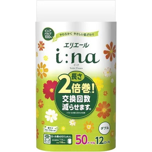 エリエール イーナ トイレットティシュー ダブル 12ロール 入り 製品画像