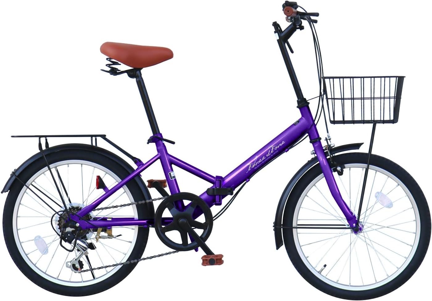 折りたたみ自転車 自転車 20インチ AJ-08C 荷台付き シマノ6段ギア カゴ ライト ワイヤーロック錠 プレゼント 通勤 通学 街乗り