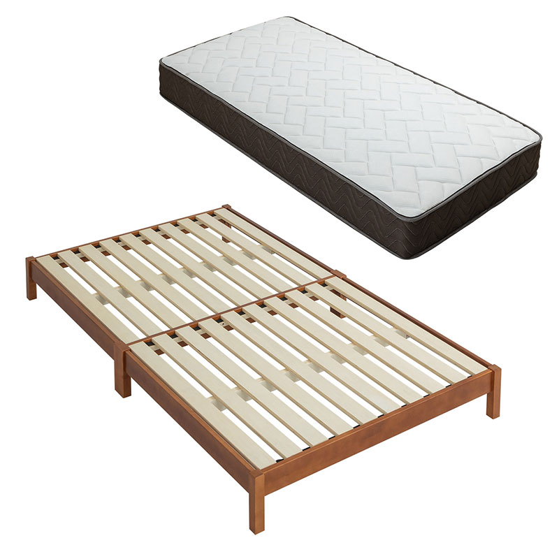 すのこベッド ベッド 工具不要 ネジ無し 簡単組み立て マットレス付 ポケットコイル ダブル パイン材 天然木