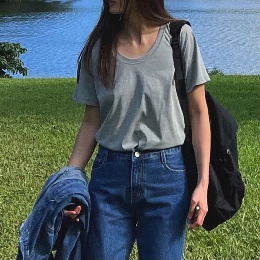 Tシャツ トップス 半袖 小さめ Uネック かわいい 大人可愛い きれいめ シンプル カジュアル 大人 上品 おしゃれ お洒落 かっこいい レトロ 大人女子 こなれ感 ラフ ラブリー キュート 5,793円