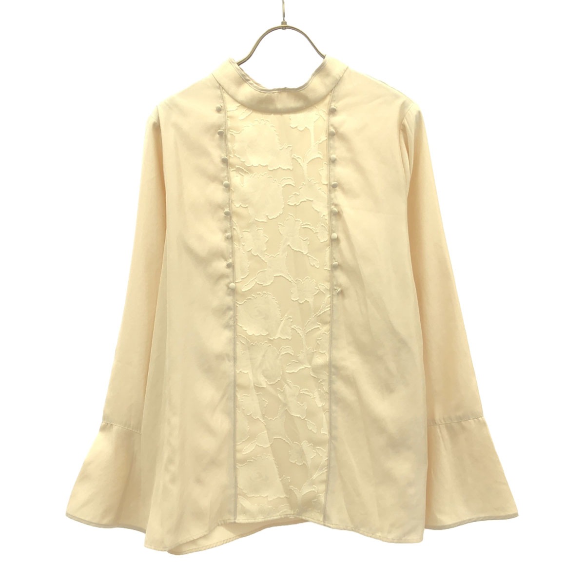 長袖 チャイ風 2WAY ブラウス F ベージュ レディース 古着