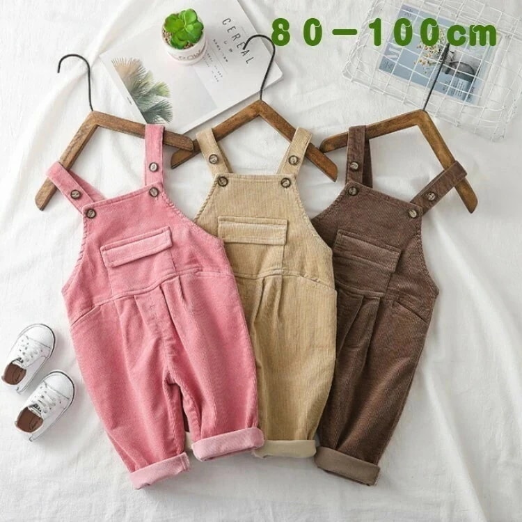 【新作】オーバーオール 子供服 サロペット コーデュロイ 女子 男子 キッズ ベビー オールインワン パンツ 長ズボン 仮装 ミニオンコーデ ピンク ブラウン ベージュ カフェ色 80cm 85cm