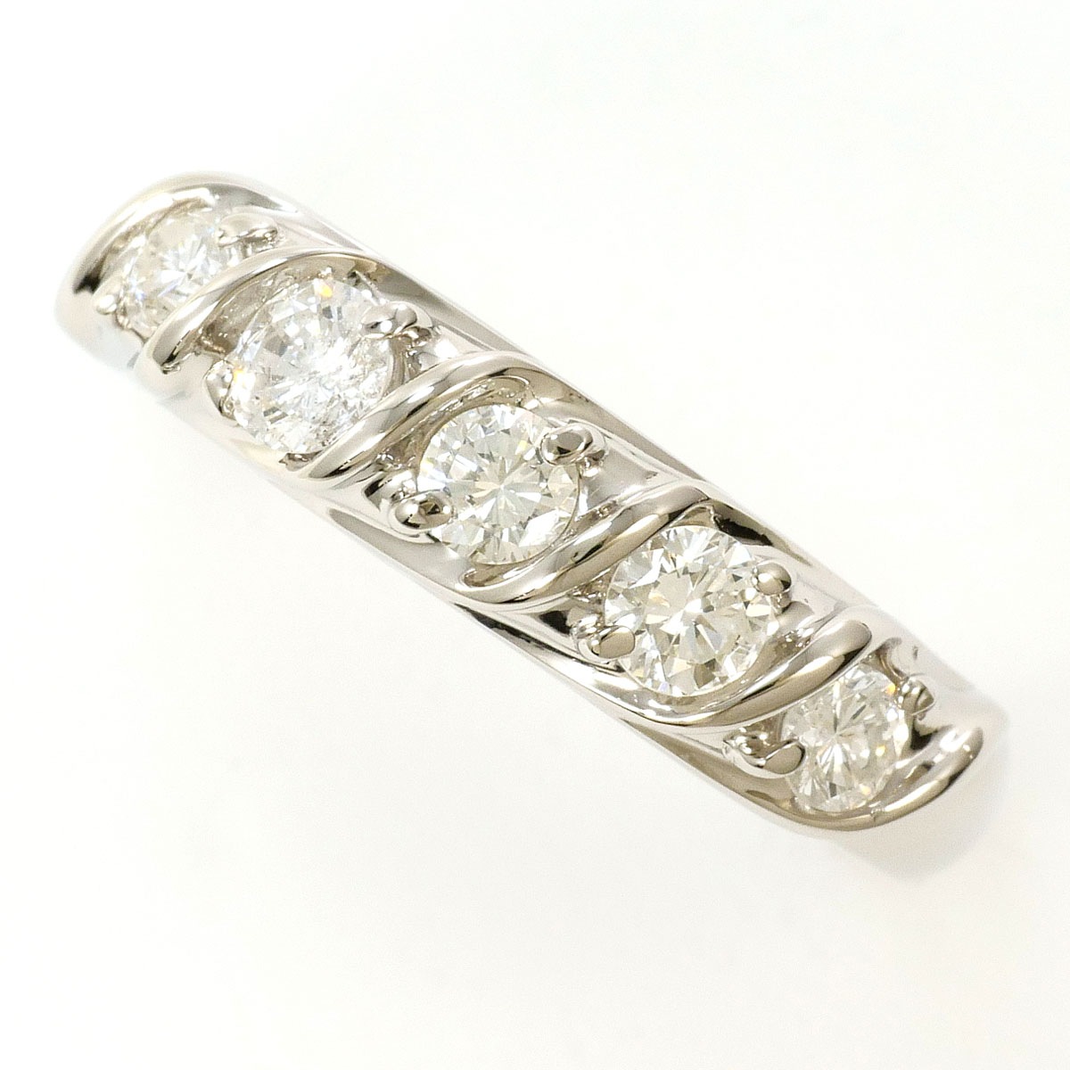 PT900 プラチナ リング・指輪 13号 ダイヤモンド 0.52ct カード鑑別書 総重量約5.5g 中古