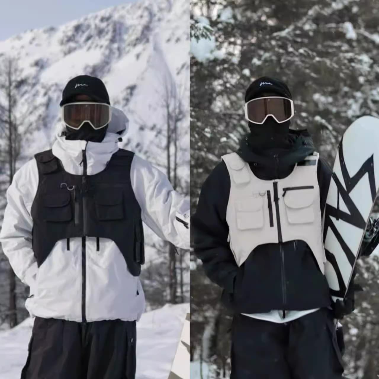 スノーボードウェア 2024 2025 単品 トップス メンズ レディース ベスト ジレ 袖なし ノースリーブ 綿入り ゆったり スノーウェア スキーウェア スノボウェア 韓国風 防水防風防寒着