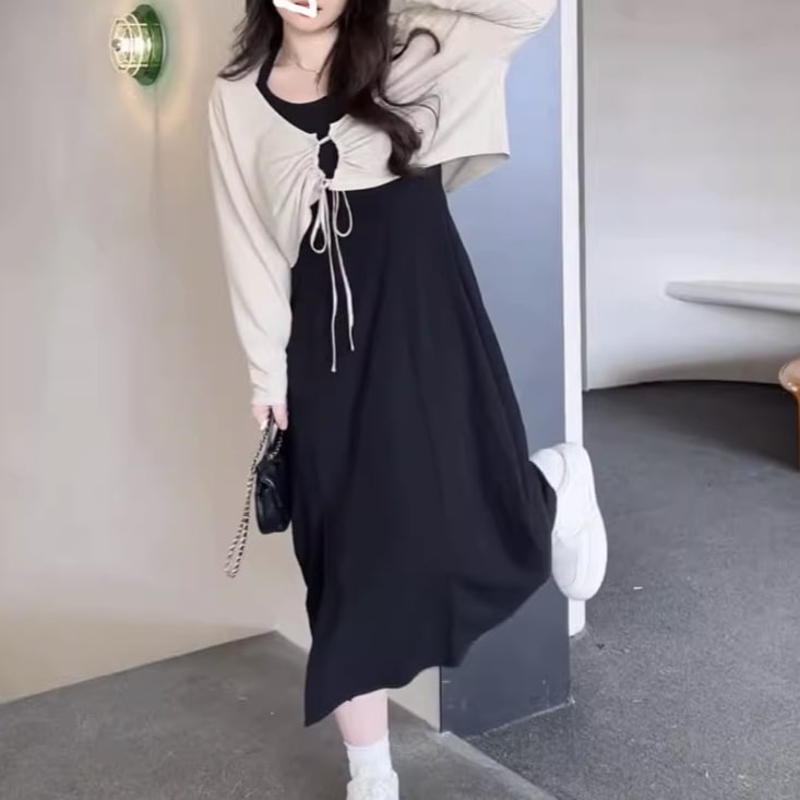 ワンピース カーディガン ミモレ ミモレ丈 袖あり ノースリーブ ラウンドネック 大人可愛い きれいめ シンプル カジュアル 大人 上品 おしゃれ 無地 春 夏 秋 2023 10代 20代 30代