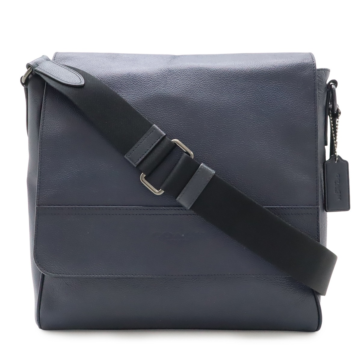 HOUSTON MAP BAG ヒューストン マップ バッグ ショルダーバッグ 斜め掛け レザー ネイビー シルバー金具 F6801