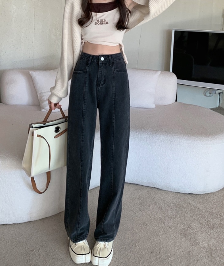 ボトムス デート モテアイテム ストレートパンツ ハイウエスト 綿 デニム 可愛い きれいめ 上品 おしゃれ かっこいい 可愛い ラブリー キュート ガーリー クール モード系 セクシー