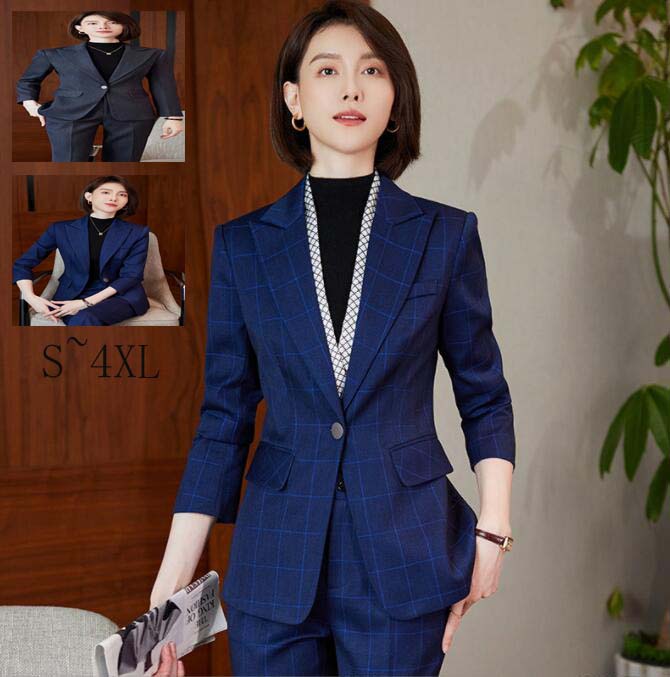 チェック柄 スーツセット パンツスーツ ビジネススーツ 高品質 ジャケット+パンツ 入学式 卒業式 スリム きれいめ セットアップ リクルートスーツ レディーススーツ 面接 一つボダン 2点セット 結 5,933円