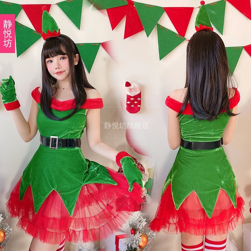 クリスマス衣装大人女性クリスマスツリースカートコスサンタクロースセクシードレスコスプレ衣装