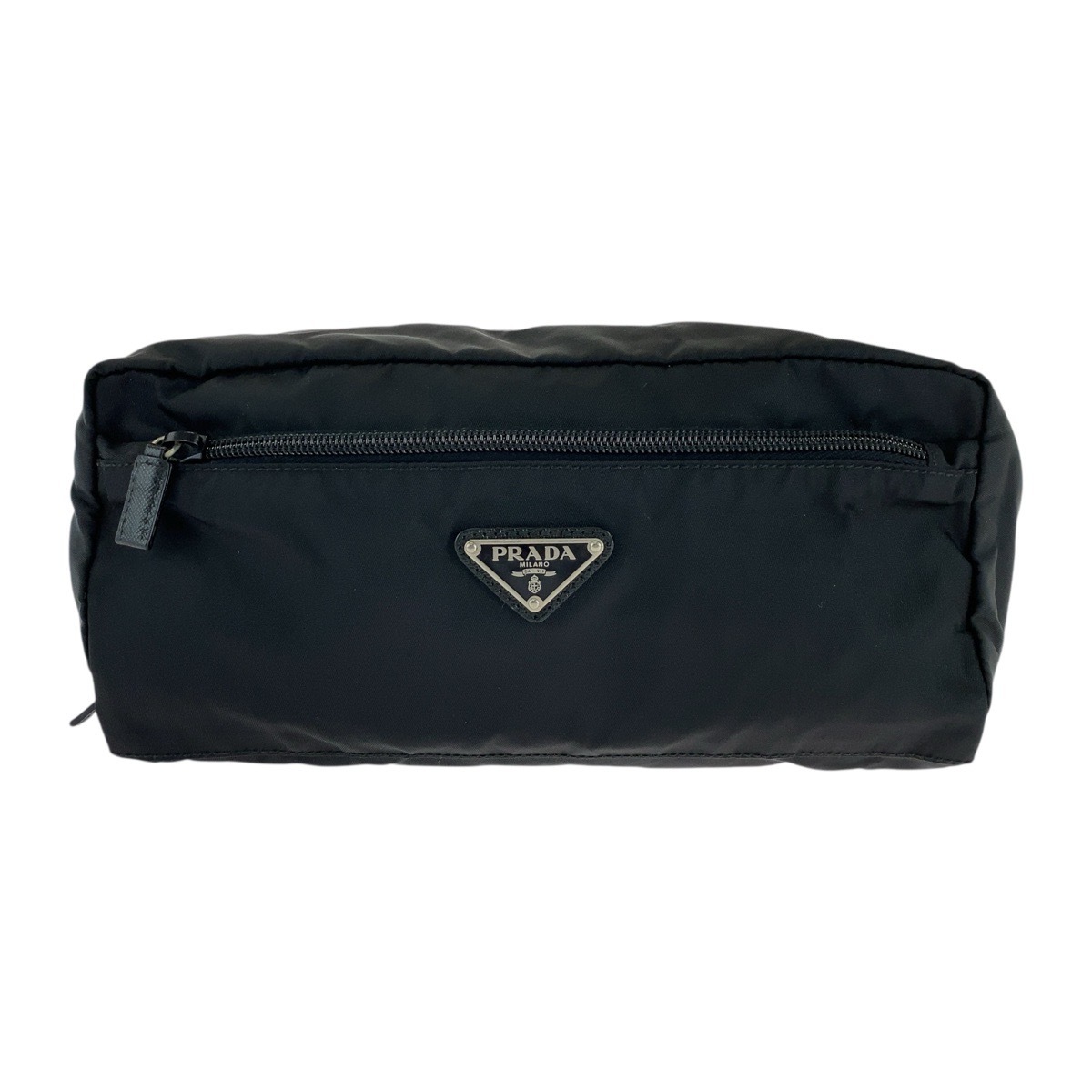 テスート サフィアーノレザー 三角ロゴプレート ブラック 黒 シルバー金具 ナイロン/レザー クラッチバッグ セカンドバッグ ポーチ メンズ 503064