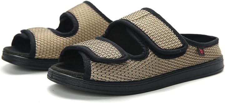 介護シューズ 介護スニーカー シニア フルオープンタイプ サンダル 高齢者用 介護靴 甲高 幅広 リハビリ 軽量 B1(カーキ, 23 cm)