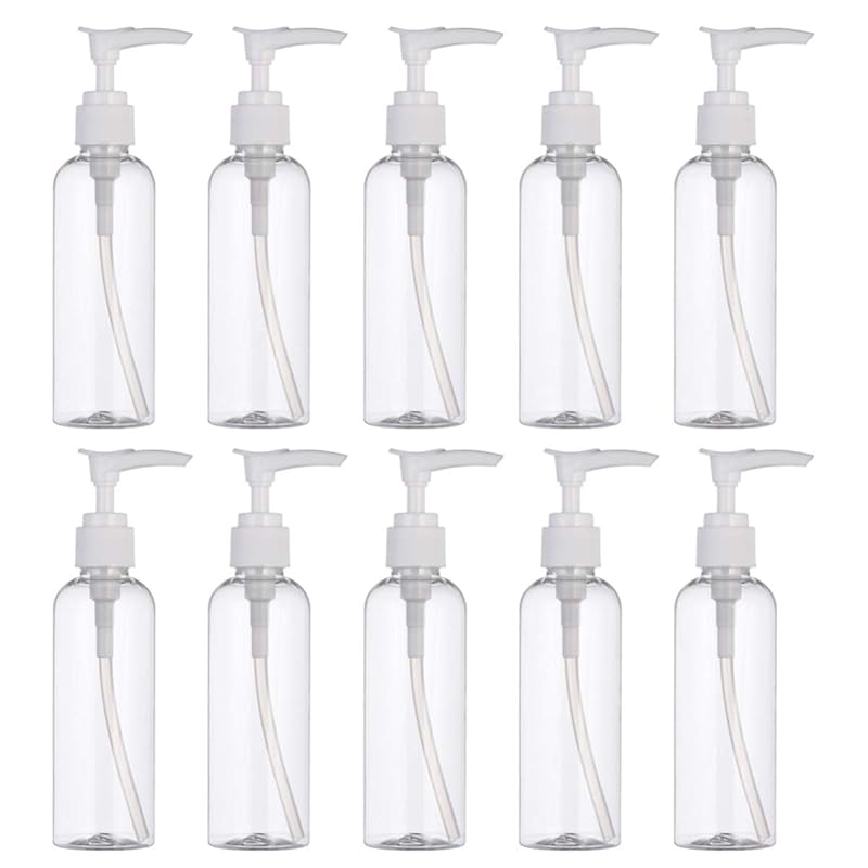 Frcolor ポンプ瓶 ポンプボトル ドロップポンプ 詰め替え空容器 シャンプー ハンドソープ 乳液用 PET製 10本セット 100ML（透明）