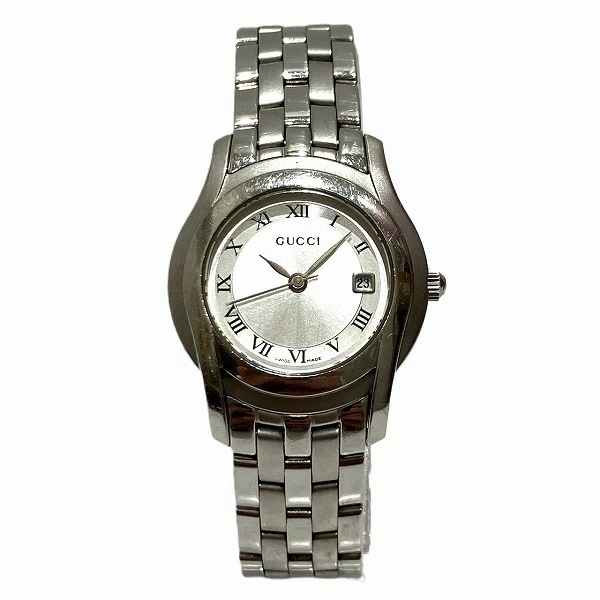 グッチ 5500L クォーツ シルバー文字盤 時計 腕時計 レディース 【中古】