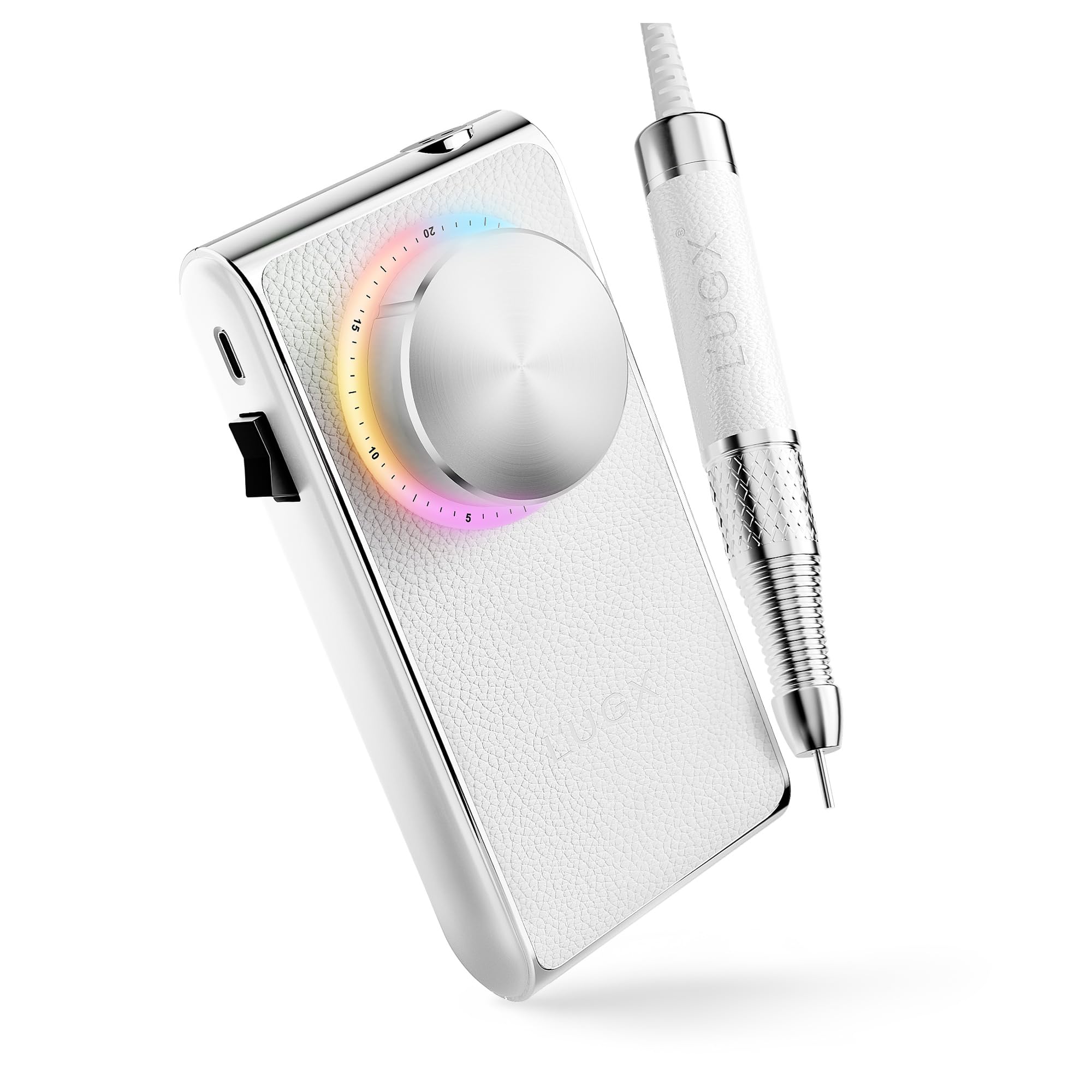 LUGX ネイルマシン 30000RPM, ネイルオフマシーン 電動ネイルマシン プロ ネイルドリル 甘皮処理 電動 ネイルマシーン 自宅サロン用 低騒音 低振動 (ホワイト)