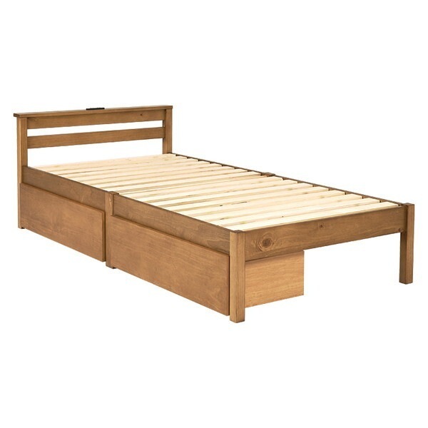 MB-5150S-LBRHS 組立簡単 引出し付シングルベッド ライトブラウン メーカー直送