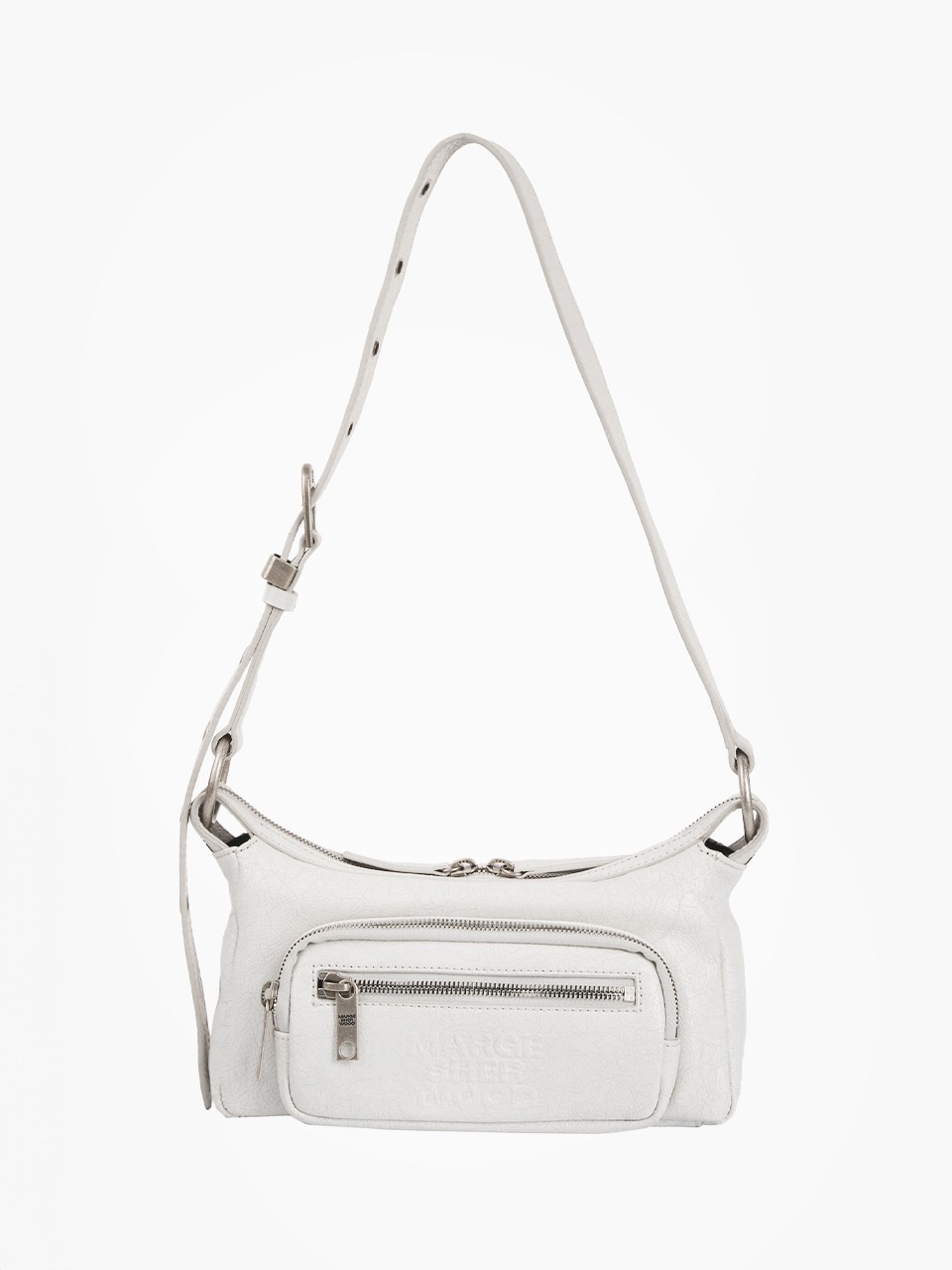 【MARGESHERWOOD】 OUTPOCKET HOBO MINI : OFF WHITE CRACKED