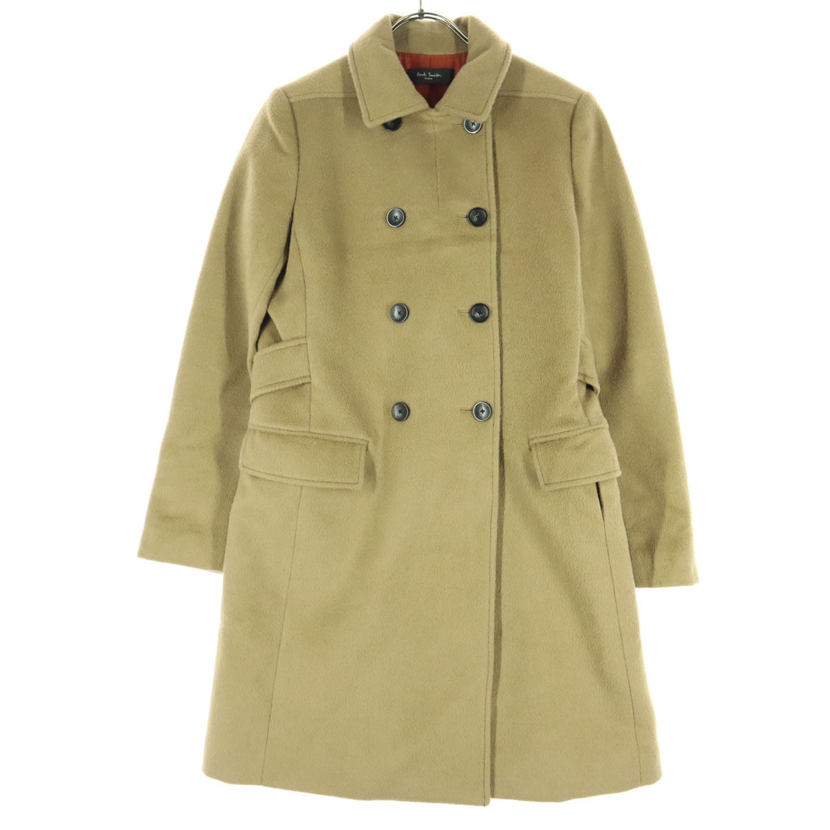美品 PaulSmith BLACK ポールスミスブラック 長袖 ウール ダブルボタン コート 40 ブラウン系 レディース 古着