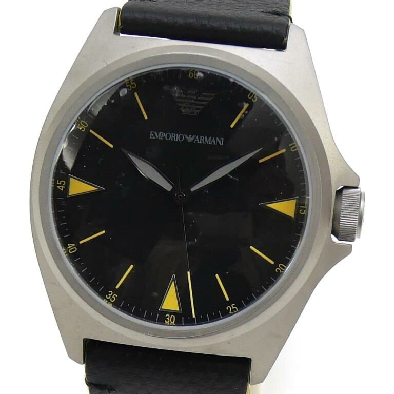 エンポリオアルマーニ EMPORIO ARMANI メンズウォッチ 腕時計 クオーツ 革ベルト AR-11330 黒盤(67714)
