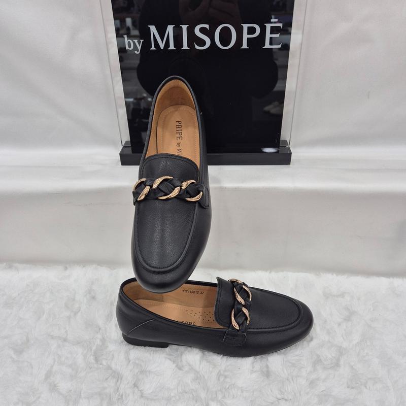 By 女性 チェーン ポイント ローファー 112HT419DT012 BLACK 4 JJ