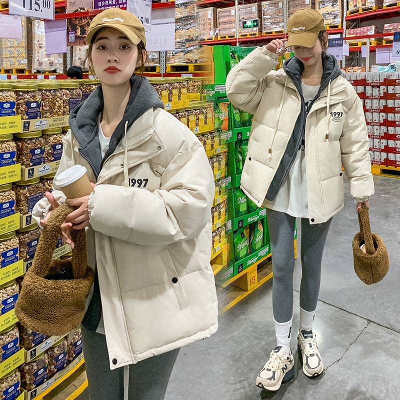 学生綿入り女性用 厚手で暖かい 立ち襟 ダウン入り 服 太デザイン お尻カバー綿入りジャケット