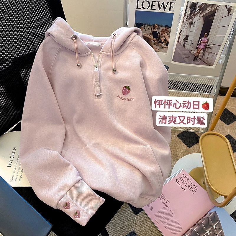 女2025 早春 スイートトップス ゆったりカジュアル刺繍連帽衛衣 パーカー 4,963円