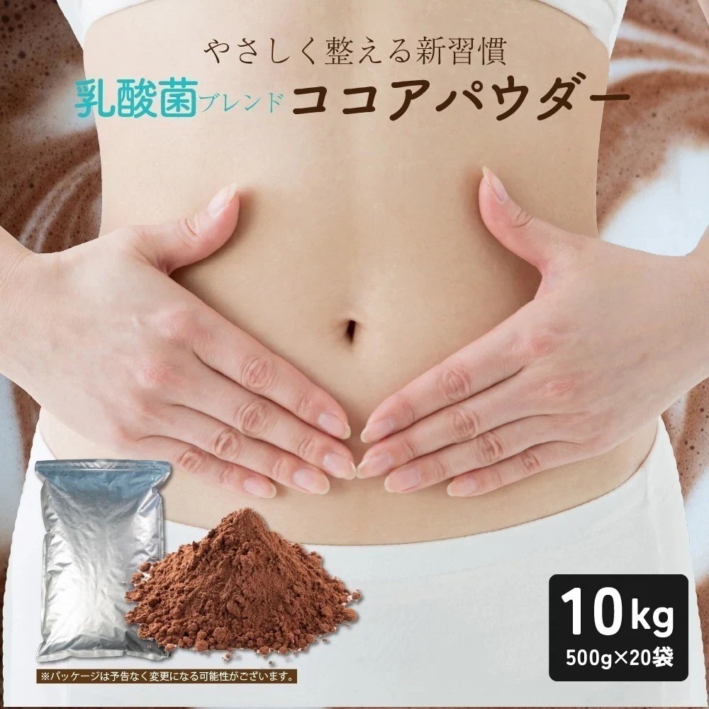 乳酸菌ブレンド ココアパウダー 10kg(500g×20袋) 腸活 乳酸菌 ココア 純ココア 砂糖不使 用 無添加 香料不使用 カカオ