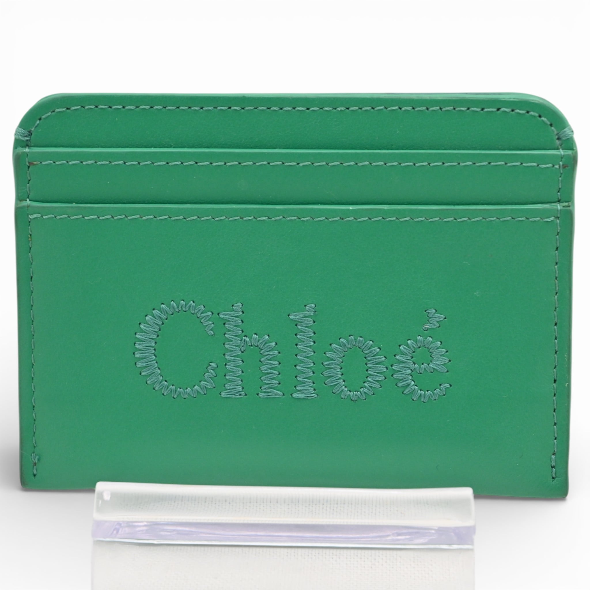 クロエ ロゴ センス カードケース レザー グリーン Aランク cl6707cc