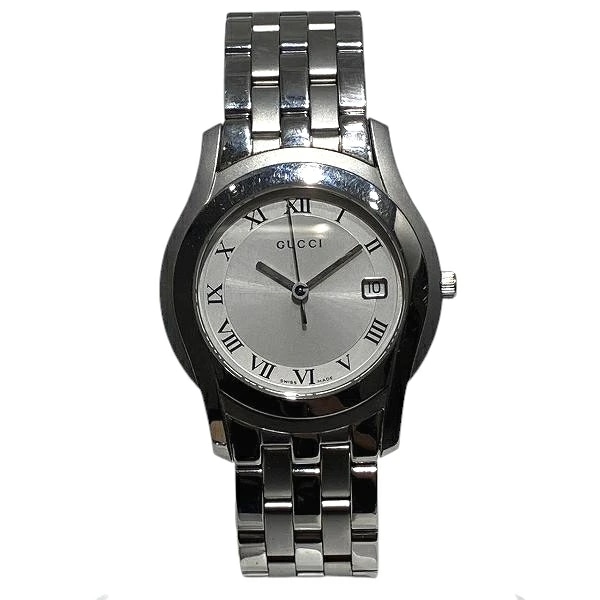 グッチ 5500M クォーツ シルバー文字盤 時計 腕時計 メンズ 【中古】