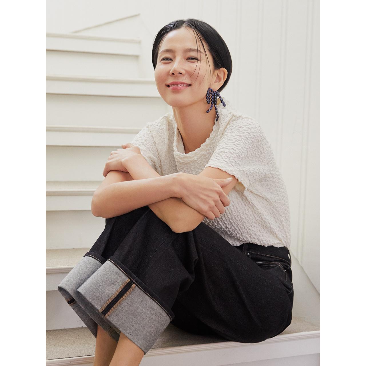 【PLAC】 WRINKLE CROP T-SHIRTS : IVORY