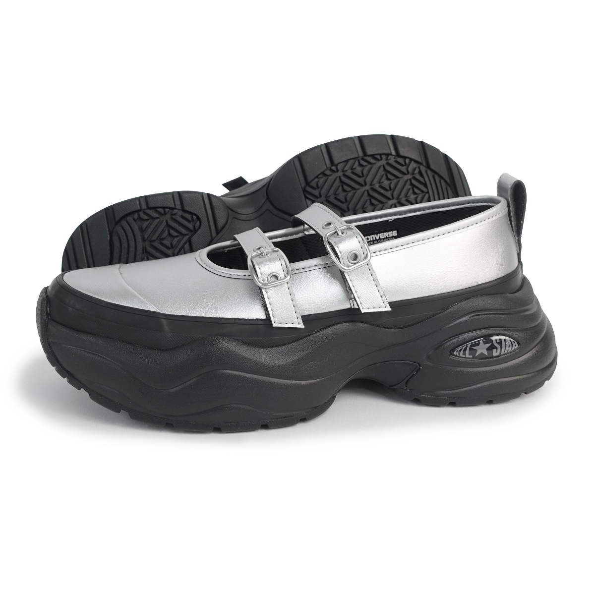 スニーカー メンズ レディース ローカット 厚底 オールスター サージトレーナー シルバー/ブラック ALL STAR SURGETRAINER MJ ST OX