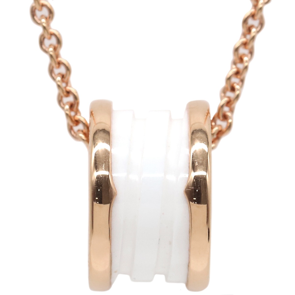 ブルガリ BVLGARI ネックレス ビーゼロワン ネックレス K18PG セラミック ピンクゴールドXホワイト B-zero1 ペンダント 18K 750PG 白 　 346082【中古】 141,625円