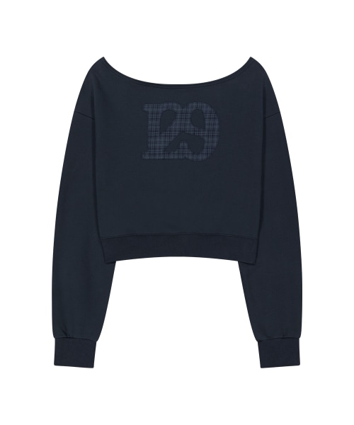 【ILLIGO】 129 LOGO PATCH BOAT NECK SWEATSHIRT NAVY 正規品