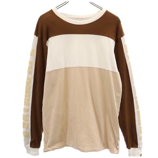 日本製 ボーダー 長袖 Tシャツ M ベージュ ロンT メンズ