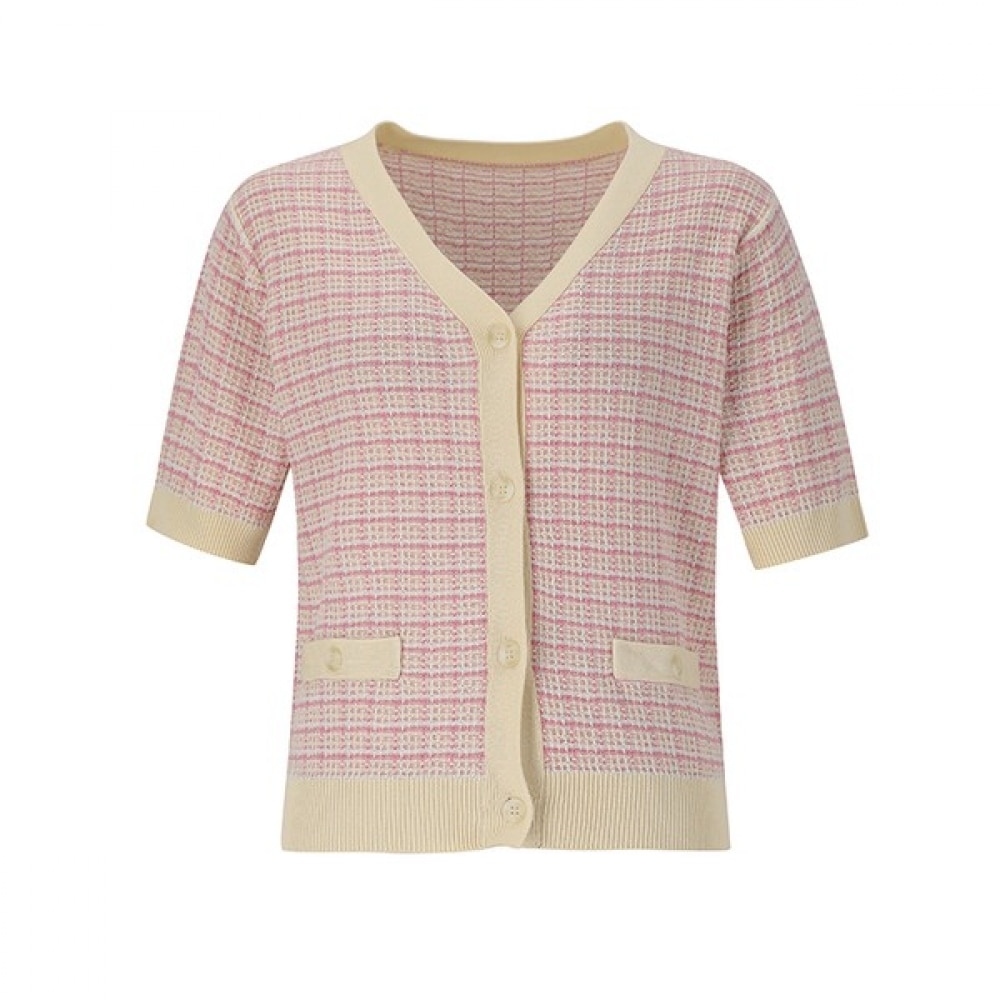 （フォレスト）チェック柄半袖カーディガン（SZ5GD90）