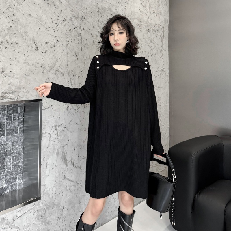 フランスの名媛風小衆デザイン感タートルネックニットワンピース女性秋冬新アンダーウェアセーター