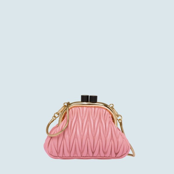 ミュウミュウ MIU MIU バッグ バック ショルダーバッグ ミニバッグ ピンク ゴールド ギャザー ラムスキン レザー