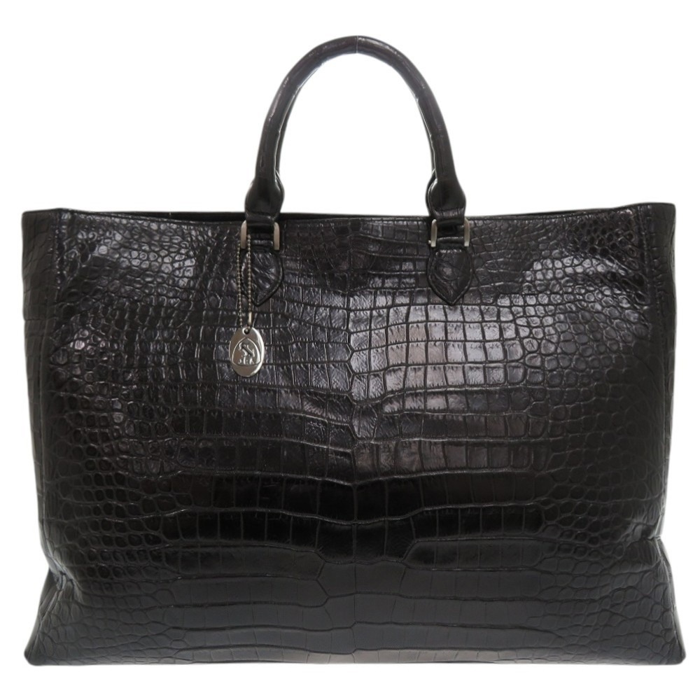 美品 JRA トートバッグ マットクロコ ブラック 0383【中古】 レディース