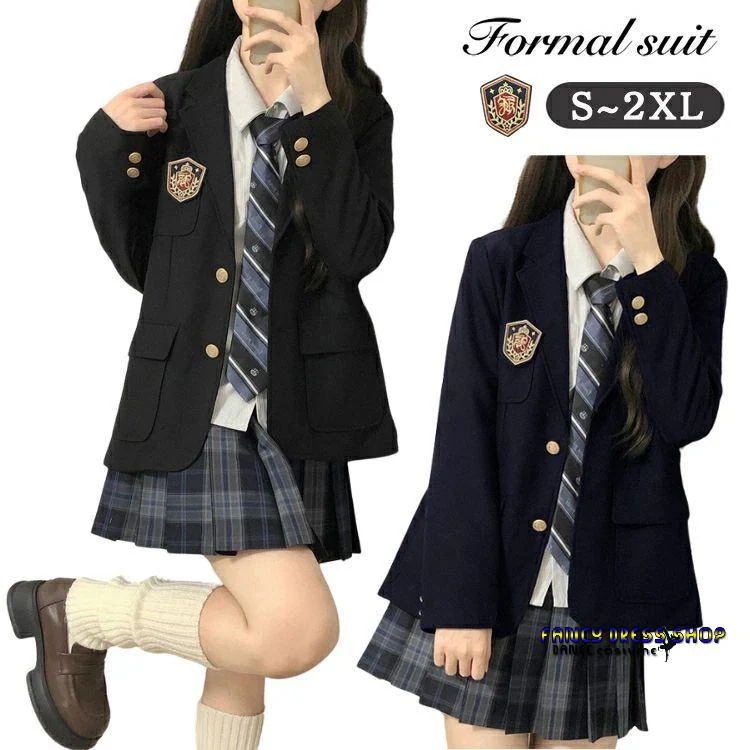 【急速出荷!】【制服標準装備】ブレザー 黒 紺 韓国 スーツ 卒業式 女の子 制服 女子 ジャケット 長袖 女の子 卒服 入学式 通学 ブレザー 長袖 中学生 女子高生 JK 学園祭 発表会 150