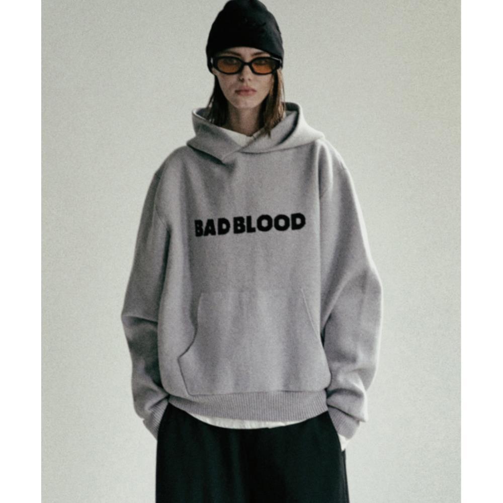 BADBLOOD Heavyweight Hooded Sweater Grey w-hde24-059