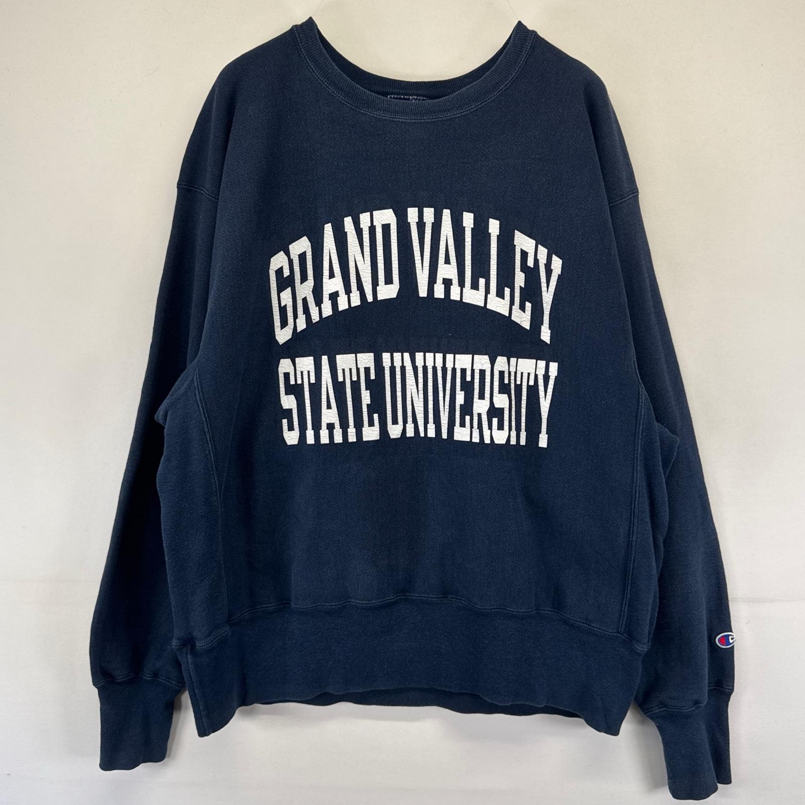 古着 00’s/00年代 スウェット リバースウィーブ カレッジプリントロゴ 大きいサイズ XL ネイビー系 メンズ