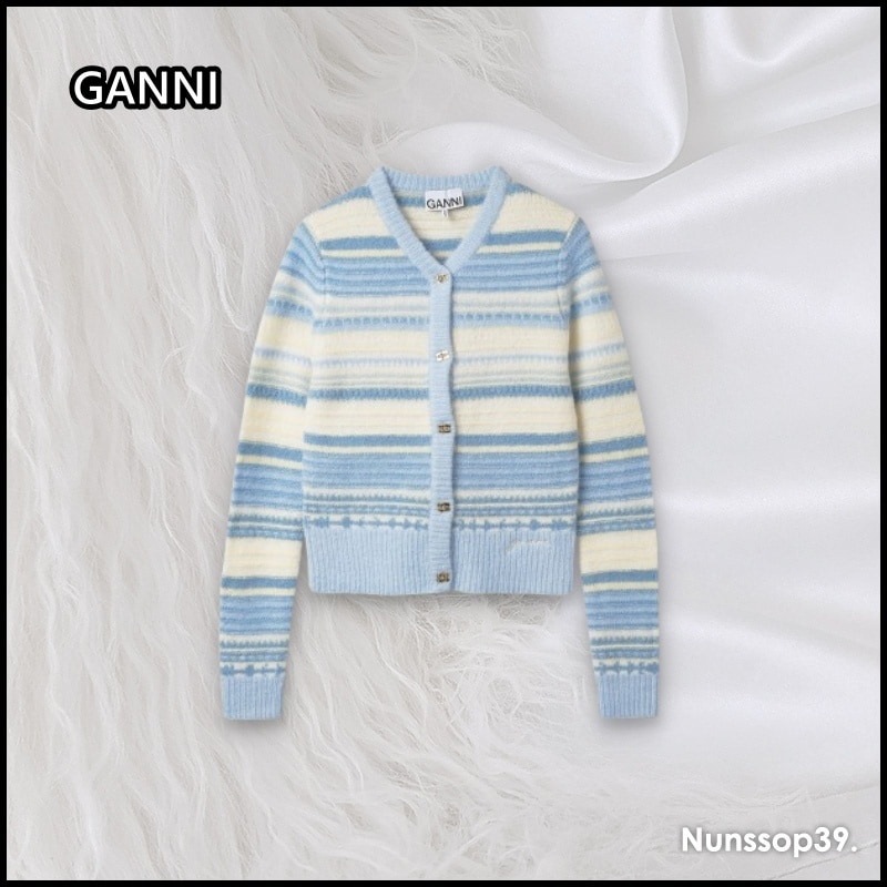 GANNI K2257 271 ストライプ ソフト ウール ニット