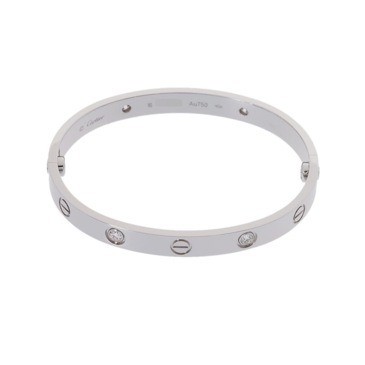 ラブブレスレット ハーフダイヤ #16 新型 レディース K18ホワイトゴールド ブレスレット Aランク 中古 銀蔵