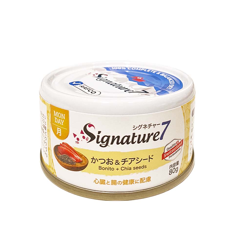 シグネチャー７　月 かつお＆チアシード ネコ 猫 総合栄養食 リアルミート パティ 80g24個【1ケース】