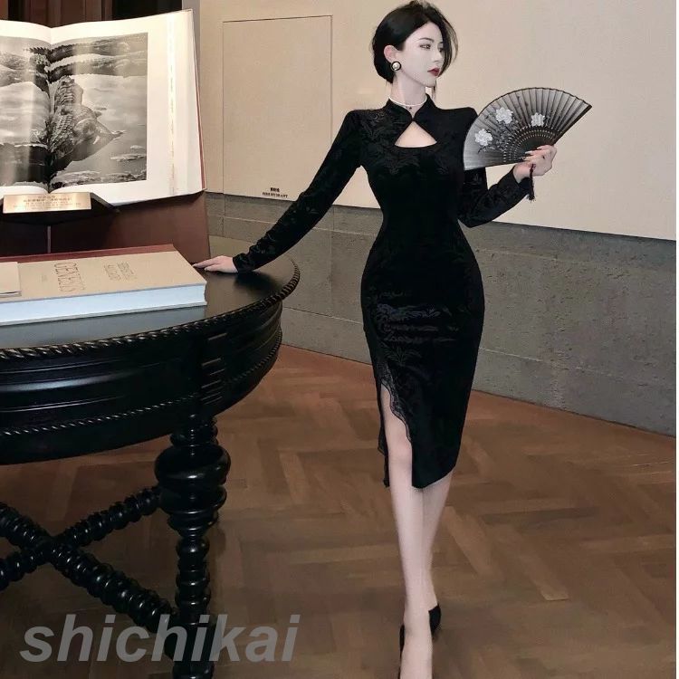 タイトラインワンピース ワンピース チャイナ服 きれいめ 新品入荷 WILLS セクシーチャイナ 長袖 ワンピース S/M/Lサイズ 衣装 THOM ロリ チャイナワンピース チャイナドレス タイト 5,517円