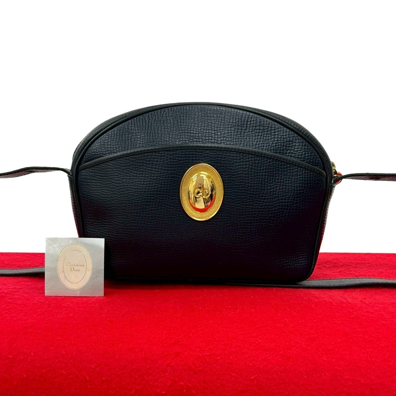 ヴィンテージ CD ロゴ 金具ショルダーバッグ レザー ネイビー 20500