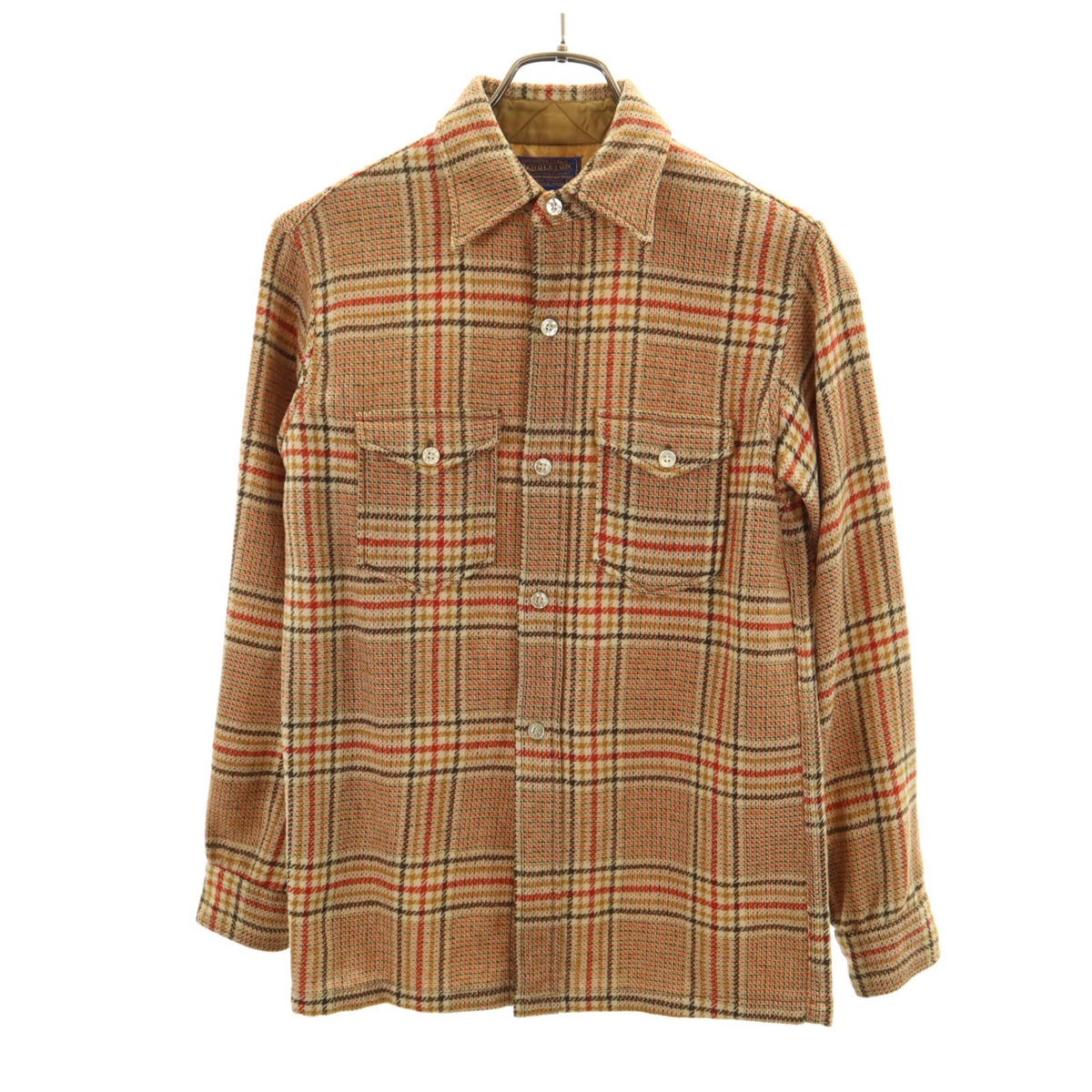60s 70s ヴィンテージ 長袖 ウールシャツ L ブラウン系 レディース 古着