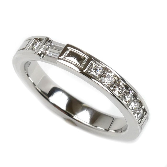 HARRY WINSTON ハリーウィンストン Pt950プラチナ トラフィック アクセント バンド ダイヤ リング・指輪 WBDPACRFTRF 8.5号 5.7g レディース 中古 美品
