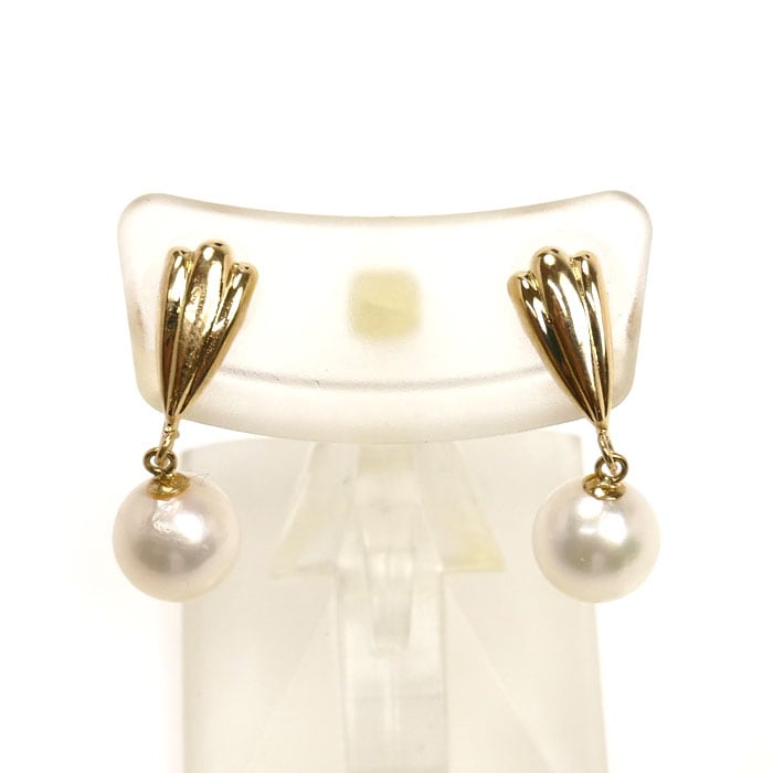 K18YG イエローゴールド イヤリング パール約6.4mm 1.8g ネジ式 レディース 中古