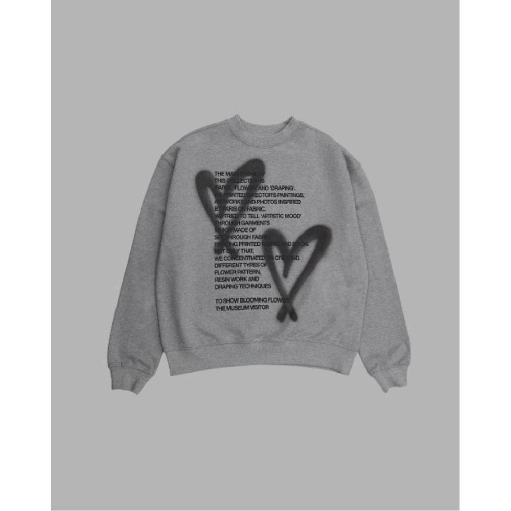 THE MUSEUM VISITOR HEART SPRAY PRINTED SWEATSHIRTS GREY